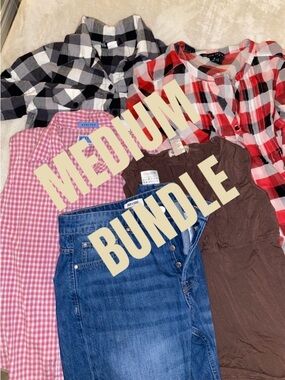 ♥️ 4 Shirts and 1 Pair of Denim Shorts All Size M
